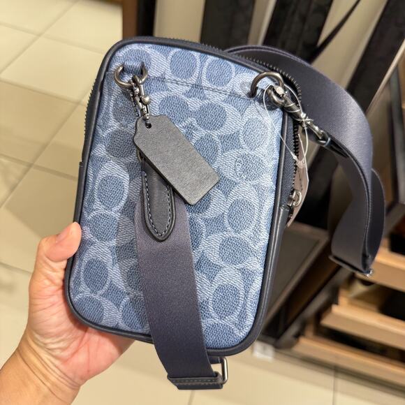 Coach Aden Crossbody Bag In Signature Canvas CW364, Light Denim - Picture 3 of 10